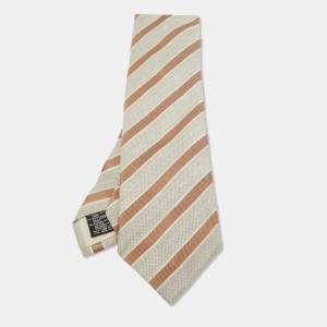 Ermenegildo Zegna Grey Striped Wool and Silk Traditional Tie