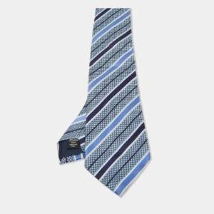 Ermenegildo Zegna Blue Striped Silk Tie
