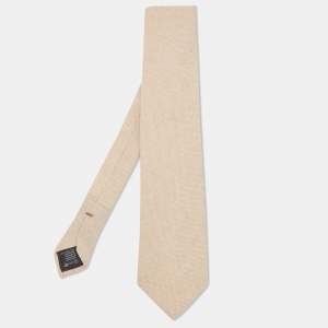 Ermenegildo Zegna Beige Patterned Cashmere Tie