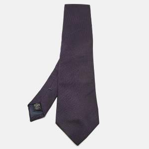 Ermenegildo Zegna Navy Blue Patterned Silk Tie