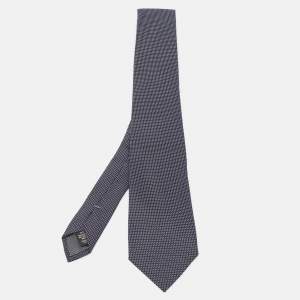 Ermenegildo Zegna Navy Blue Dotted Pattern Silk Tie