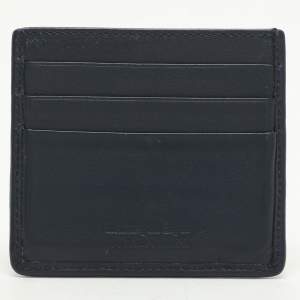 Ermenegildo Zegna Navy Blue Woven Leather Pelle Tessuta Card Holder