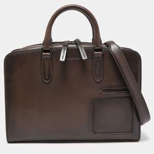 Ermenegildo Zegna Brown Leather Briefcase Bag