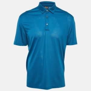 Ermenegildo Zegna Blue Pique Jersey Polo T-Shirt XL