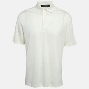 Ermenegildo Zegna Off-White Pique Jersey Polo T-Shirt L
