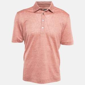 Ermenegildo Zegna Pink Linen Jersey Polo T-Shirt M