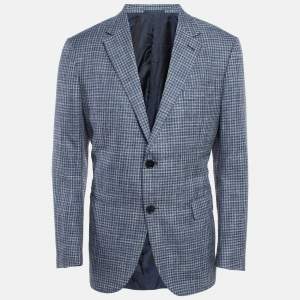 Ermenegildo Zegna Blue Checked Wool Blend Blazer XL