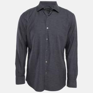 Ermenegildo Zegna Grey Cotton Long Sleeve Shirt L