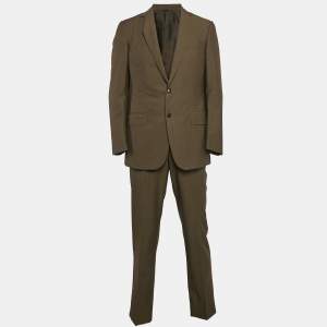 Ermenegildo Zegna Brown Stripe Pattern Wool Pants Suit L