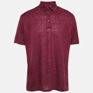 Pre Owned Ermenegildo Zegna Red Jersey Polo T-Shirt XL
