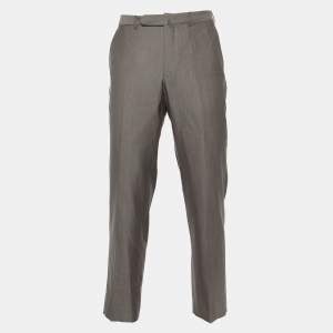 Ermenegildo Zegna Grey Wool & Silk Trofeo 600 Regular Fit Trousers XL