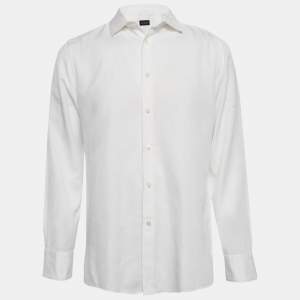 Ermenegildo Zegna White Cotton Blend Button Front Shirt XL