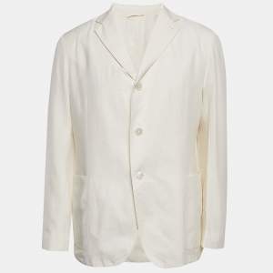 Ermenegildo Zegna Off-White Cotton Blend Single Breasted Blazer XL