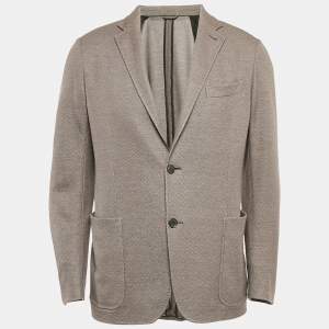 Pre Owned Ermenegildo Zegna Brown Jersey Single Breasted Blazer XL