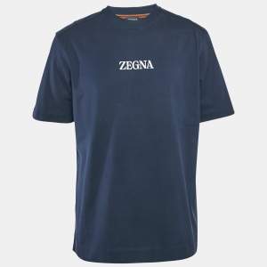 Ermenegildo Zegna Navy Cotton Jersey Crew Neck T-Shirt L