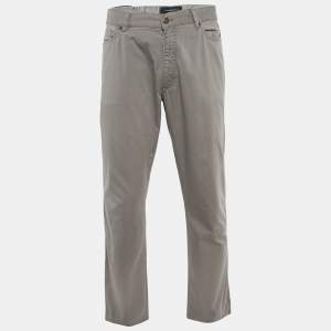 Pre Owned Ermenegildo Zegna Light Brown Cotton Jeans XL Waist 36"
