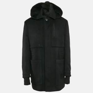 Ermenegildo Zegna Black Wool Felt Hooded Coat XXL