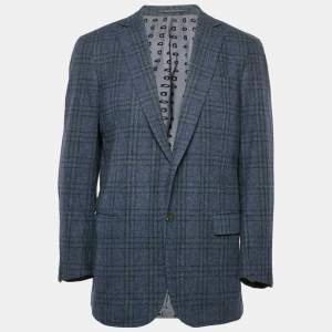 Pre Owned Ermenegildo Zegna Su Misura Blue Plaid Wool Blazer L