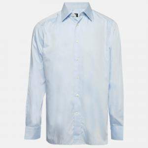 Ermenegildo Zegna Blue Cotton Button Front Shirt XXL