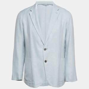 Ermenegildo Zegna Blue Linen Regular Fit Crossover Blazer L