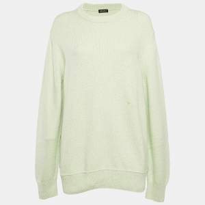 Zegna Green Rib Knit Crewneck Sweater L
