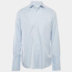 Ermenegildo Zegna Blue Cotton Full Sleeve Shirt L