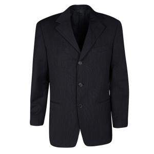 Pre Owned Ermenegildo Zegna Soft Navy Blue Wool Textured Blazer M