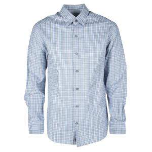 Pre Owned Ermenegildo Zegna Multicolor Checked Long Sleeve Button Front Shirt M