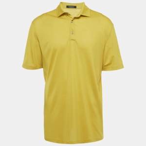 Pre Owned Ermenegildo Zegna Yellow Wool Jersey Polo T-Shirt XL