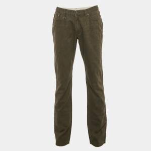 Pre Owned Ermenegildo Zegna Brown Denim Regular Fit Jeans M/Waist 32"