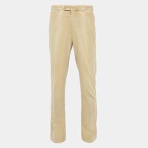 Pre Owned Ermenegildo Zegna Beige Corduroy Regular Fit Pants L/Waist 33"