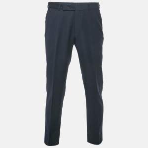 Pre Owned Ermenegildo Zegna Navy Blue Wool Regular Fit Trousers L