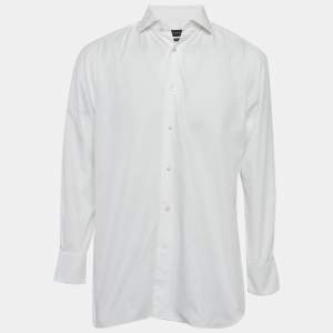 Pre Owned Ermenegildo Zegna White Cotton Trofeo Shirt L
