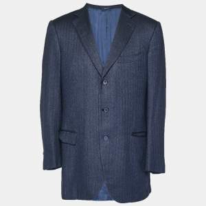 مملوكة مسبقًا Ermenegildo Zegna Navy Blue Wool Blend Regular Fit Blazer XXL