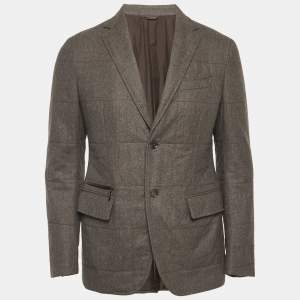 Pre Owned جاكيت إيرمنجلدو زينيا صوف رمادي مزج ملائم عادي مقاس متوسط