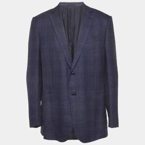 Pre Owned بليزر إيرمنيجيلدو زينيا مزيج صوف أزرق كحلي قصة عادية XXXL