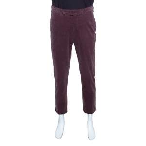Pre Owned Ermenegildo Zegna Cashco Comfort Dull Purple Slim Fit Corduroy Trousers L