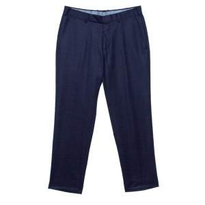 Pre Owned Ermenegildo Zegna Navy Blue Wool Slim Fit Trousers M