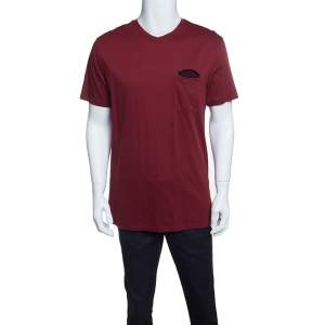 Pre Owned Ermenegildo Zegna Red Cotton Crew Neck Short Sleeve T-Shirt L