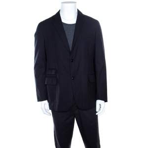 Pre Owned Ermenegildo Zegna Elements Navy Blue Wool Padded Jacket XXL