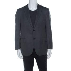 Ermenegildo Zegna Grey and Blue Pinstripe Wool Blazer L