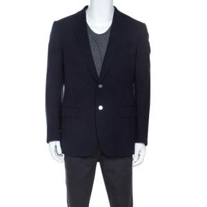 Pre Owned Ermenegildo Zegna Navy Blue Cool Effect Wool Blazer L
