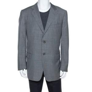 Pre Owned Ermenegildo Zegna Grey Wool Two Buttoned Blazer XXL