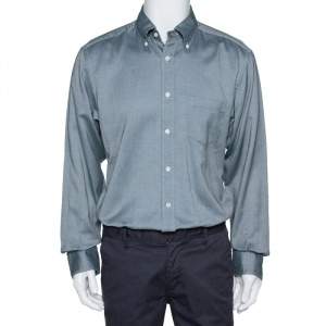Pre Owned Ermenegildo Zegna Monochrome Oxford Cotton Long Sleeve Shirt XL