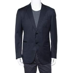 Pre Owned Ermenegildo Zegna Navy Blue Wool Button Front Regular Fit Blazer XXL