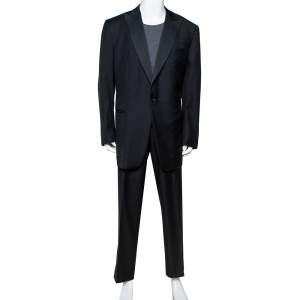 Ermenegildo Zegna Black Wool Contrast Trim Detail Tuxedo 5XL (IT 60L)