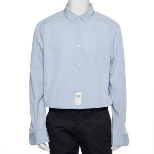 Pre Owned Ermenegildo Zegna Blue Cotton Button Front Shirt XXL