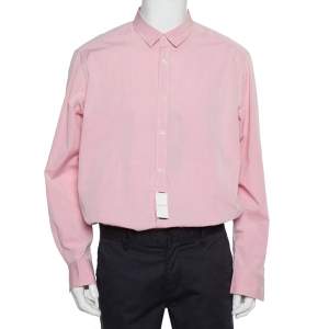Pre Owned Ermenegildo Zegna Pink Cotton Button Front Shirt XXL   