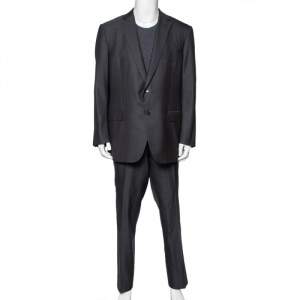 Pre Owned Ermenegildo Zegna Cool Effect Grey Wool Regular Fit Mila Suit 4XL