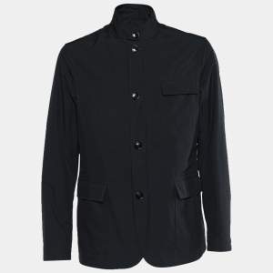 Pre Owned Ermenegildo Zegna Navy Blue Synthetic Button & Zip Front Jacket XL